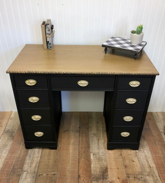 SOLD Please Do Not Order Newly Refinished Black Vintage Desk