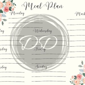 Weekly Floral Meal Plan Printable - Etsy
