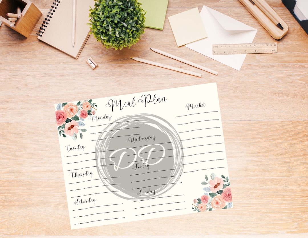 Weekly Floral Meal Plan Printable - Etsy