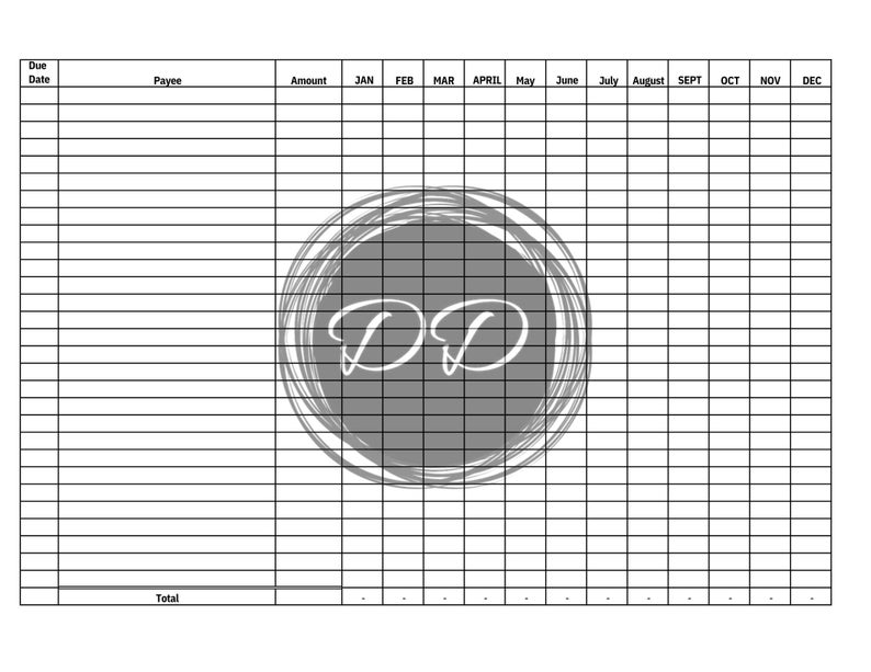 Monthly Year At A Glance Printable