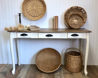 SOLD Newly Refinished Farmhouse Cottage Sofa Accent Console Hall Table