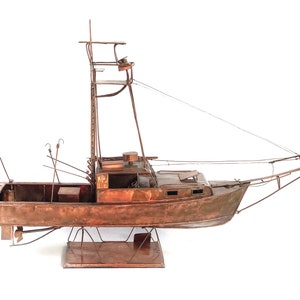 Handcrafted Copper Harpoon Boat Replica