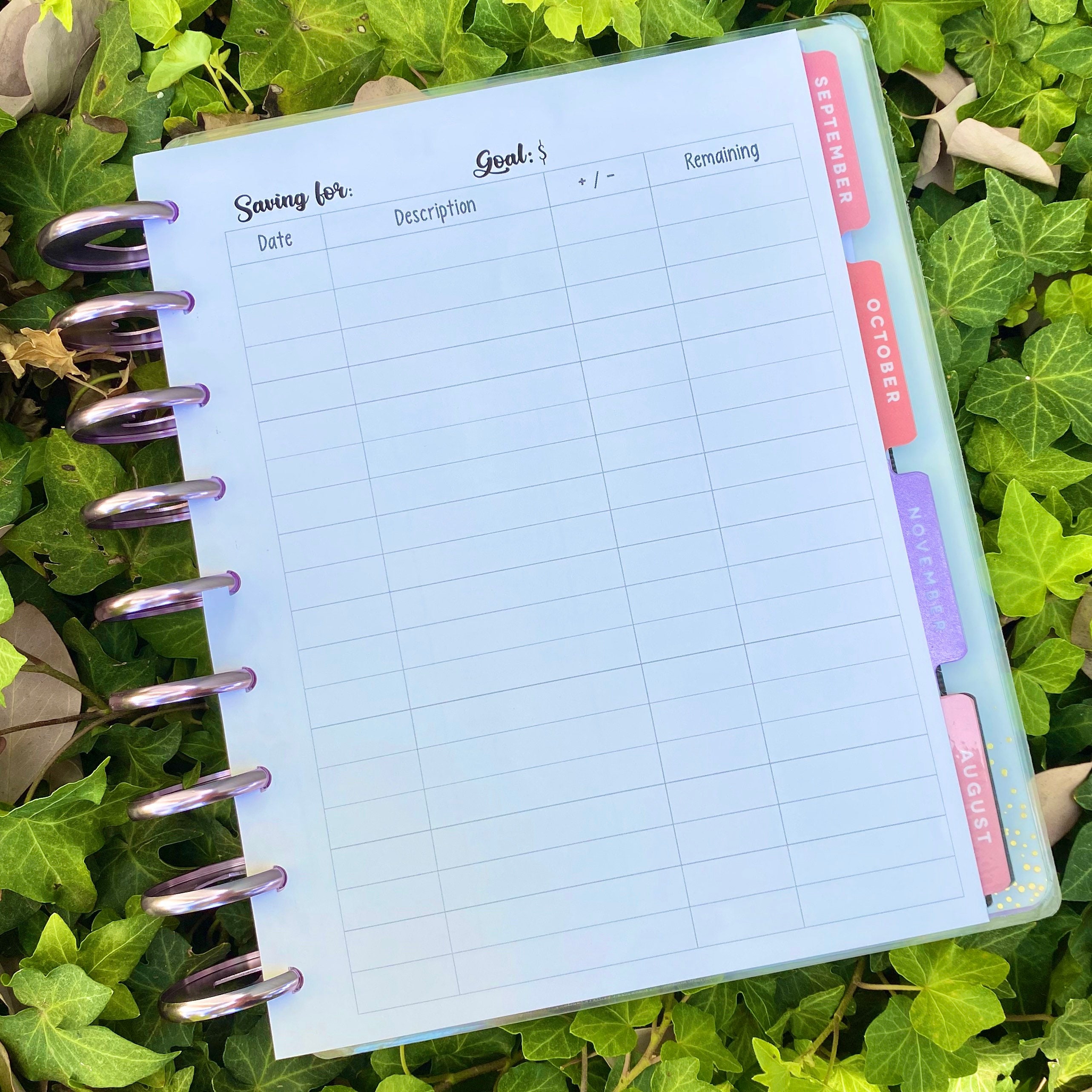 Savings Tracker Happy Planner Insert