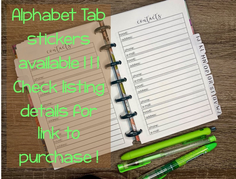 Address Book Happy Planner Insert Etsy