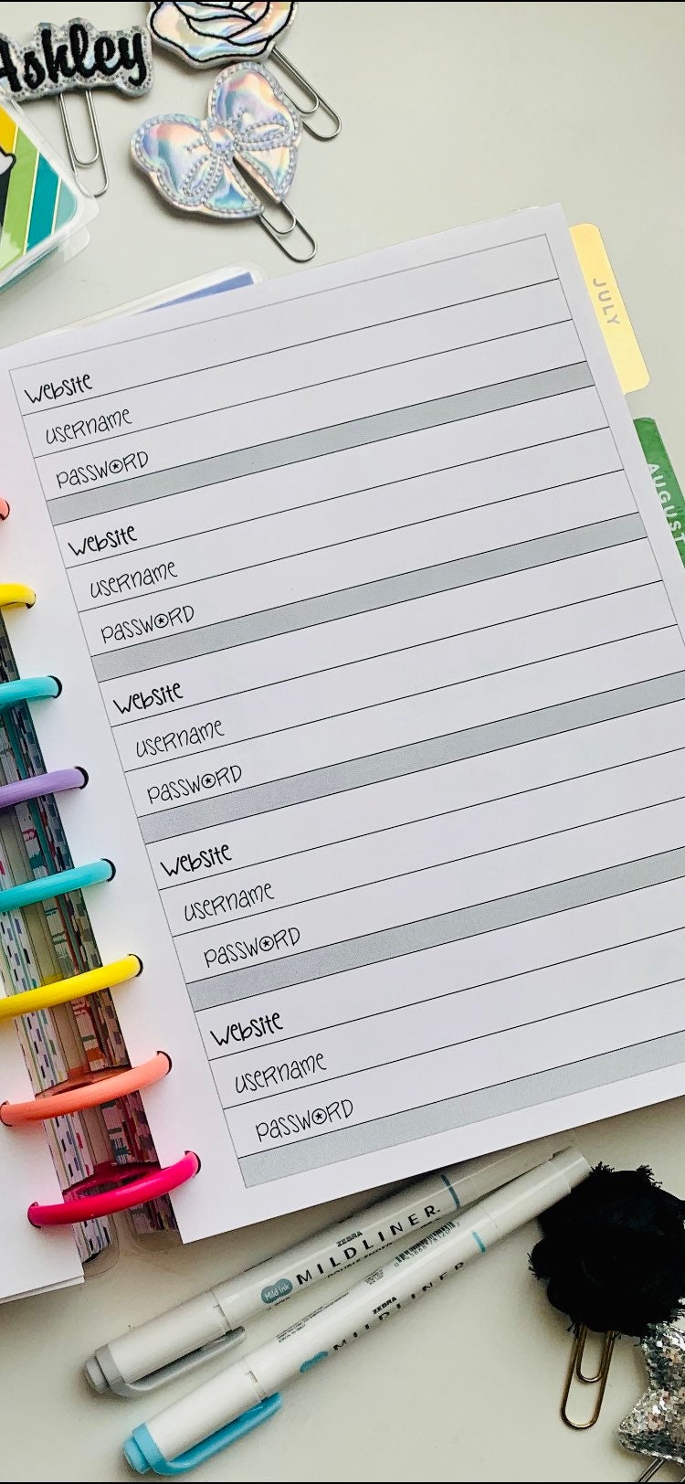Password Keeper Happy Planner Insert - Etsy