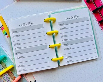 Address Book Happy Planner Insert - Etsy