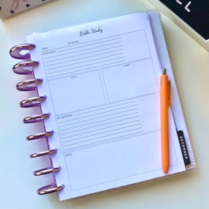 Bible Study Prayer Happy Planner Insert