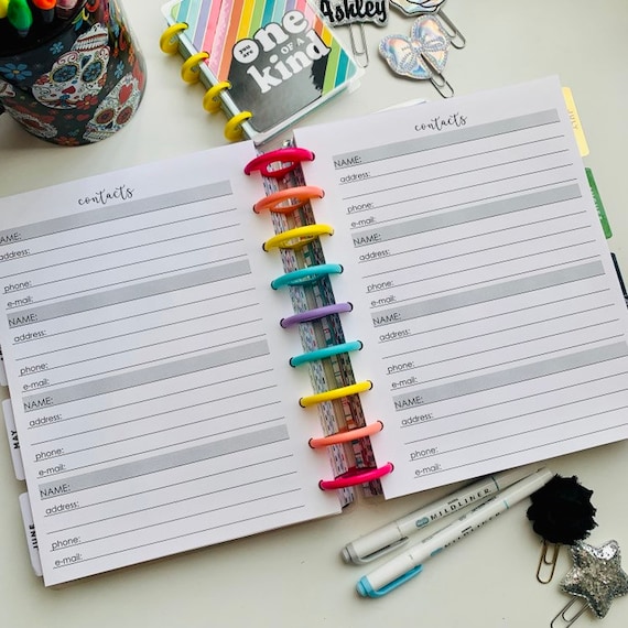 Address Book Happy Planner Insert Etsy