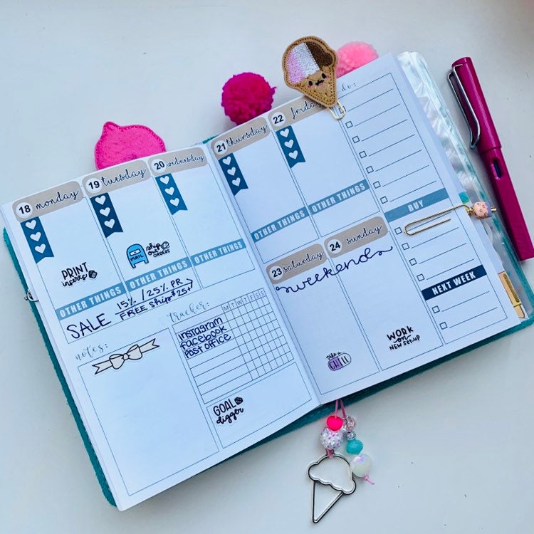 B6 - Weekly Planner Insert - TN - Etsy