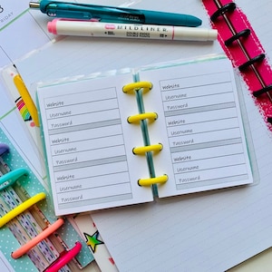 MICRO Password Keeper Happy Planner Insert