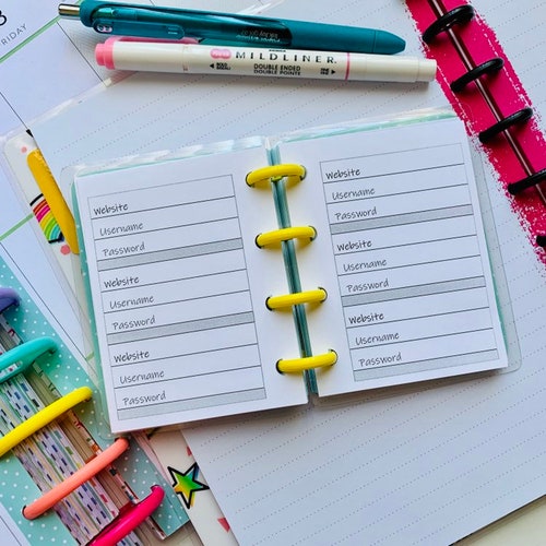 Password Keeper Happy Planner Insert - Etsy