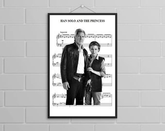 Star Wars Music Print: Han Solo and The Princess - Instant Download - Sci-Fi Printable - JPG Digital File