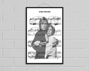 Star Wars Music Print: Luke and Leia - Instant Download - Sci-Fi Printable - JPG Digital File