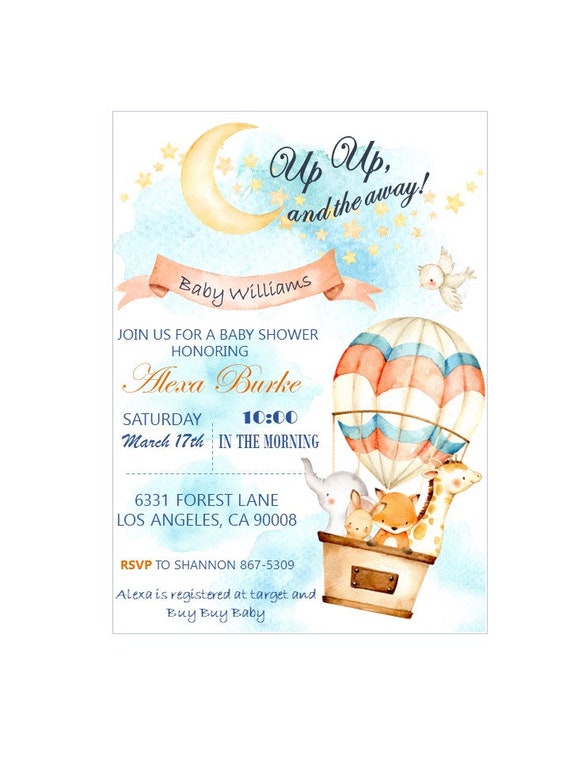 hot air balloon invitations air balloon baby shower themed hot air balloon baby shower up up and the away up themed invitations