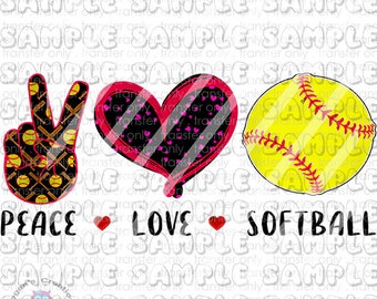 Transferencia de sublimación lista para imprimir Peace Love Softball n.° 4