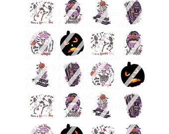 Spooky Halloween Skeleton  Nail Art Decals