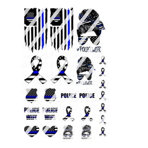 Thin Blue Line Police Wife Nail Art Decals - Waterslide Nail Decals