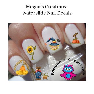 Calcomanías huecas para uñas con diseño de otoño y cosecha