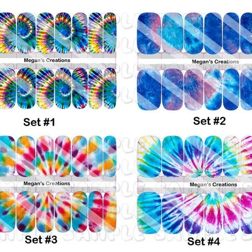 Tiedye Nail Polish Wraps Nail Polish Strips Etsy