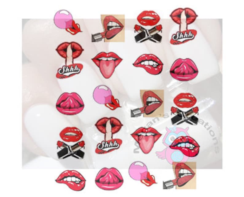 Pop Art Lips Nail Art Decals Etsy