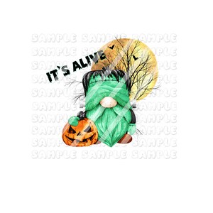 Halloween Frankenstein It’s Alive Gnome Ready To Press Sublimation Transfer