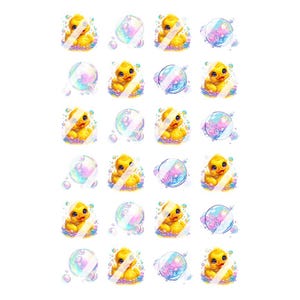 Rubber Duck and Bubbles Nail Art Decals - Waterslide Nail Decals