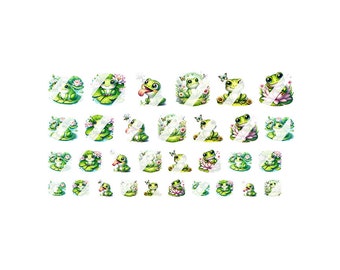 Stickers nénuphar papillon grenouille automne - Stickers pour ongles toboggan aquatique