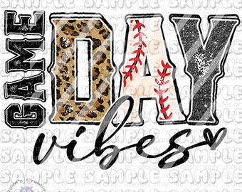 Game Day Vibes, Honkbal, Honkbal, Game Day Leopard, Ready To Press Sublimatie-overdracht