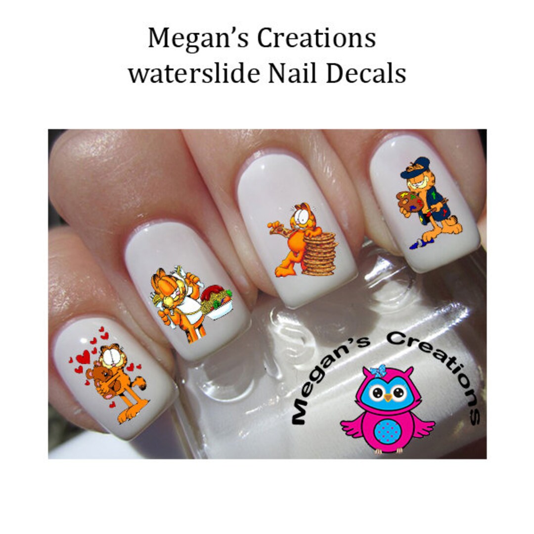 Garfield Nail Art Decals Etsy