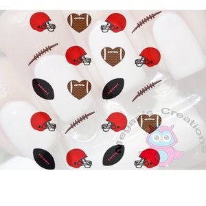 Black and Red Football Nail Art Decals