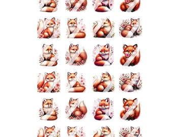 Cute Fox Animals Foxes Nail Art Decals  - Waterslide Nail Decals