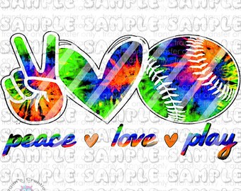 Transferencia de sublimación lista para imprimir Peace Love Softball n.° 3