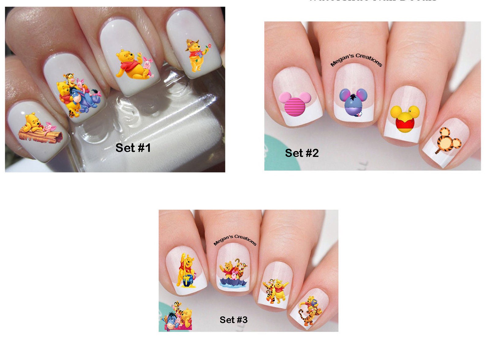 Disney Barbie Mickey Mouse Hello Kitty Winnie the Pooh Melody Totoro Mifei  Peppa Pig 3D Nail Art Sticker | Shopee Malaysia