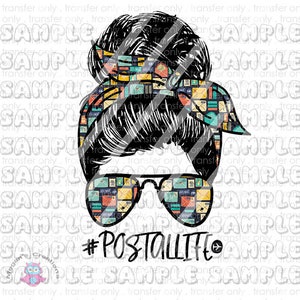 Slordig knotje en glazen bij Postal Life Ready To Press Sublimation Transfer
