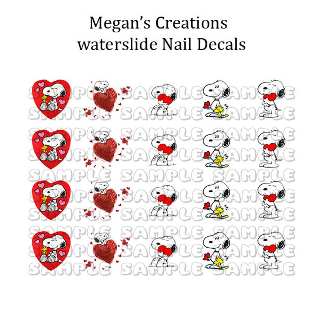 Snoopy Peanuts Valentines Day Nail Art Decals - Salon Quality! Disney