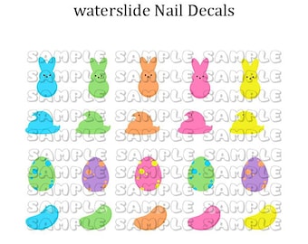 Easter Marshmallow Bunnies Egg Peeps Assorted Nail Art Decals