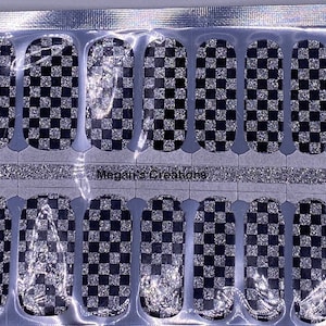 Checkered Racing Glitter Nail Polish Wraps - Nail Polish Strips