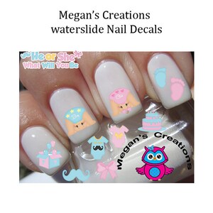 Baby Gender Reveal Nail Stickers Baby Nail Stickers Baby Etsy
