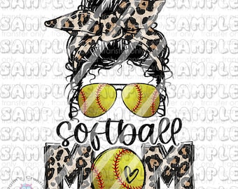 Softbal Mom Leopard Ready To Press Sublimatie-overdracht