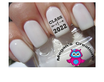 Class of 2022 Graduation Year Nail Art Decals