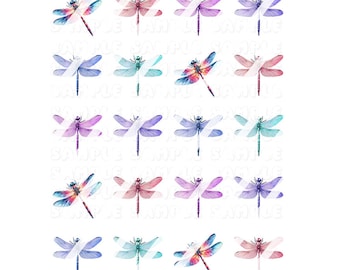 Pastel Dragonfly Nail art Decals