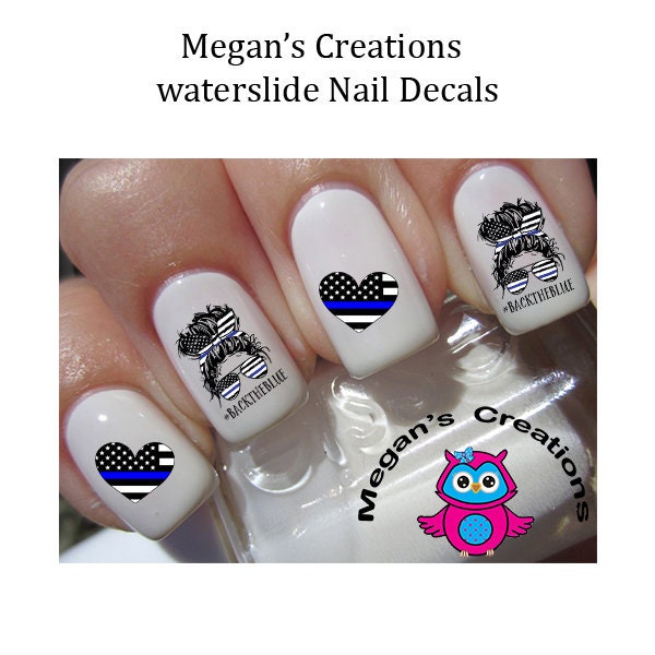 General Nail Decals - Back the Blue Mom Police Nail Art Decals