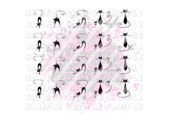 Decalcomanie per nail art con gatto nero