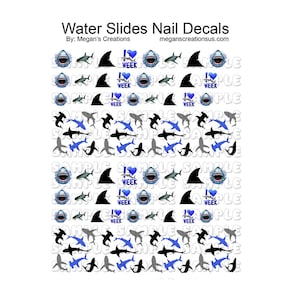 50+ Shark Nail Art Decals -  Waterslide Nail Decals