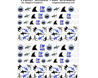 50+ Shark Nail Art Decals