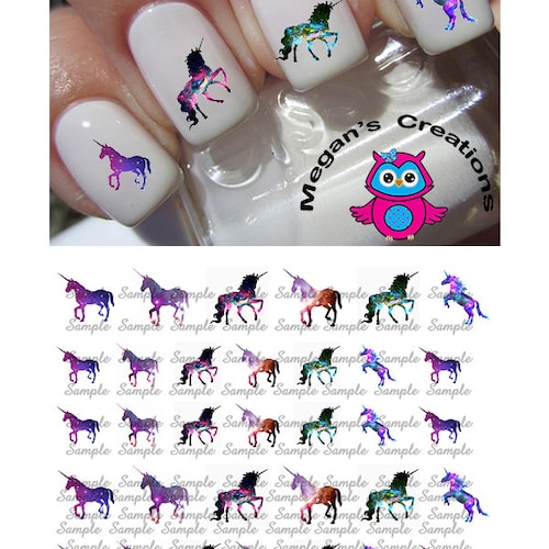 Unicorn Design U101 Nail Art Decals Etsy