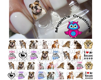 64  English Bulldog Nail Decals