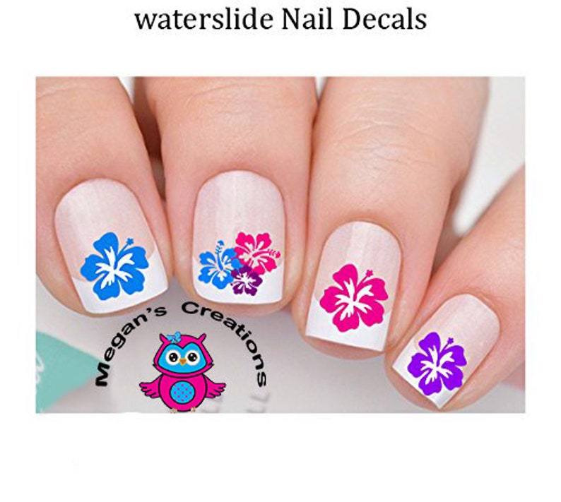 Hawaiian Flower Hibiscus Flower Nail Art Decals - Etsy
