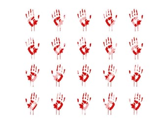 Calcomanías para uñas con diseño de huella de mano ensangrentada n.° 2 - Calcomanías de transferencia al agua
