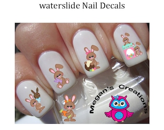 Bunny - Pink Designer Waterslide Nail Decals - Nail Wraps - Nail